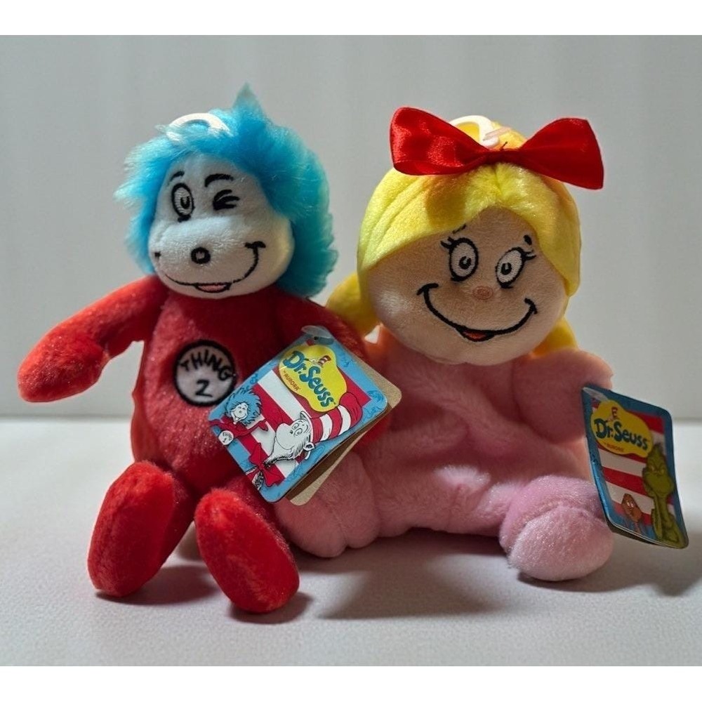 Aurora Dr. Seuss Seussville Cindy Lou Who Bean Bag & Thing 2 Plush Toy Doll 6"+